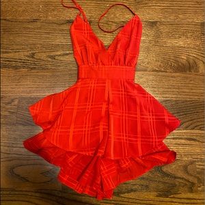 Princess Polly Tie Back V Neck Red Romper